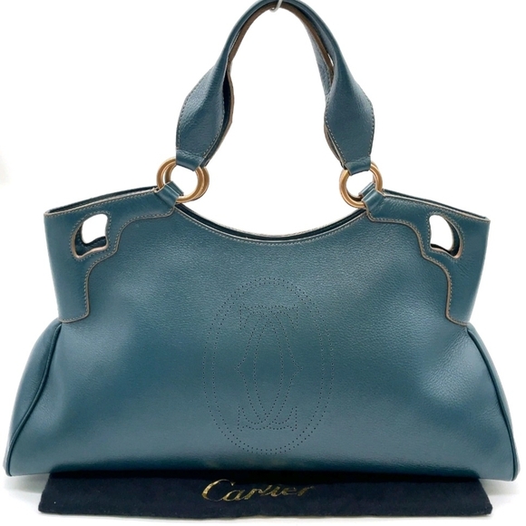 Cartier Handbags - Cartier Blue Leather Women's Bag Authentic In Pristine Condition